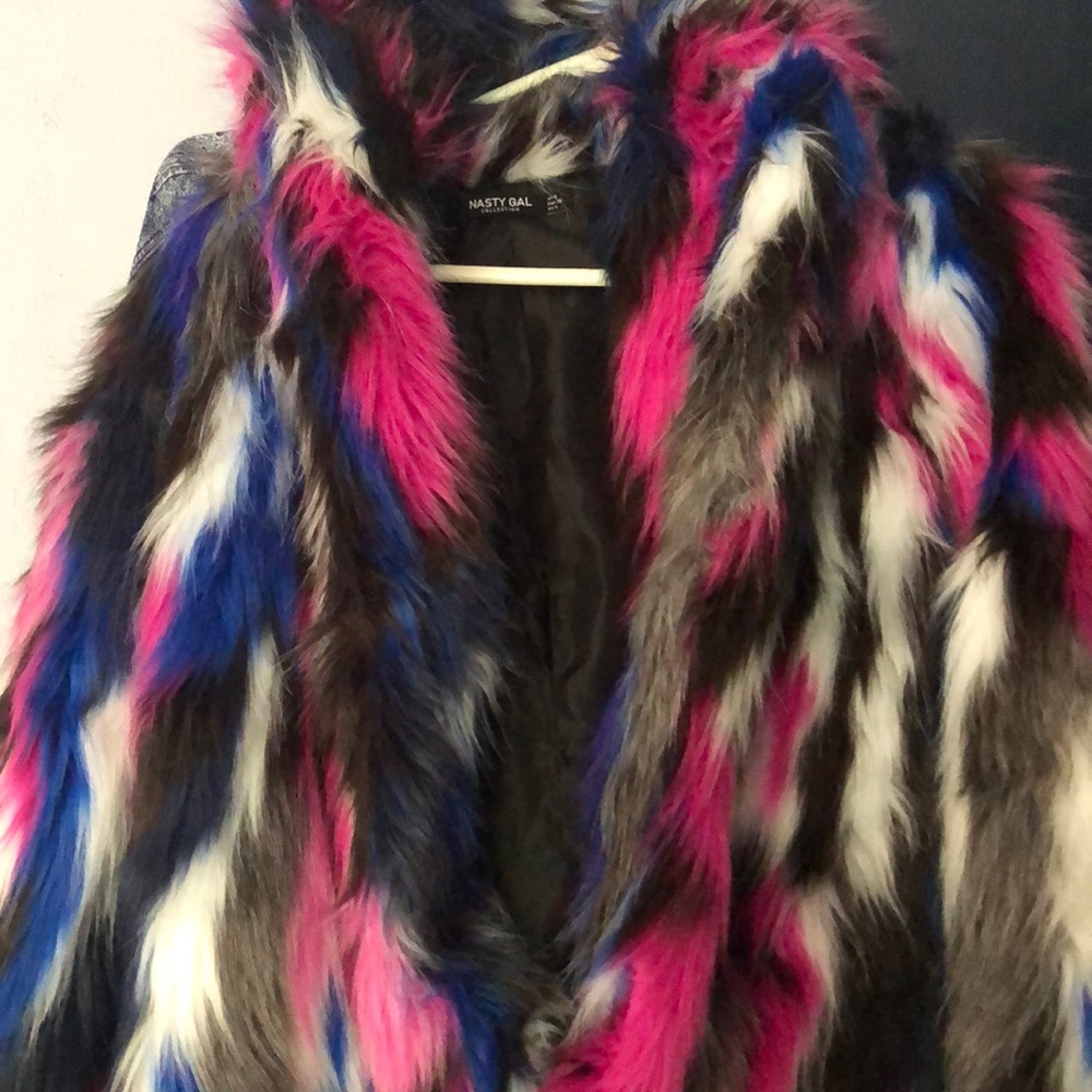Beautiful multicolored fur coat